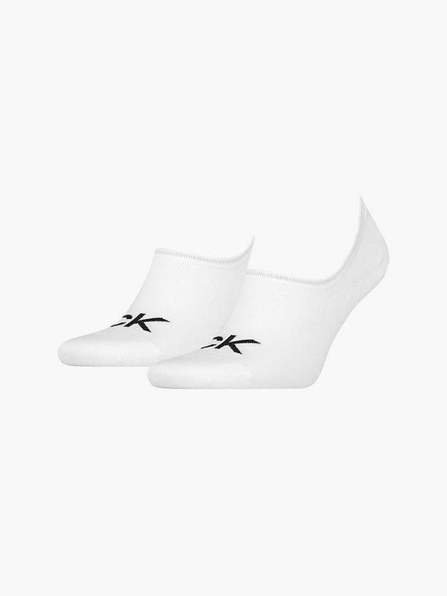 Calvin Klein USA 2 Pack Logo Invisible Mens Socks White 3092654-OW